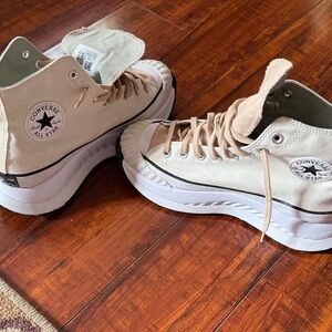 Converse High-Top Sneakers in Cream and White